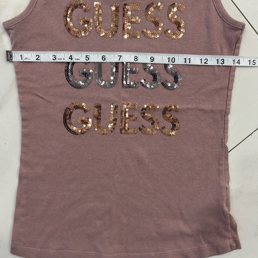Guess Logo Sequined Tank Top.  Sz L - Picture 4 of 6